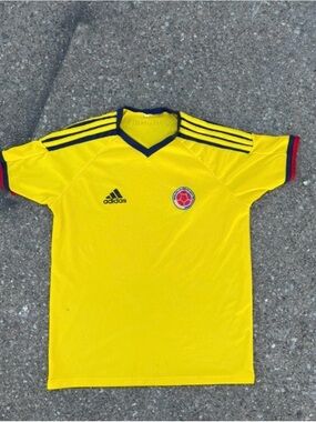 adidas Yellow Soccer Jersey with Navy Trim